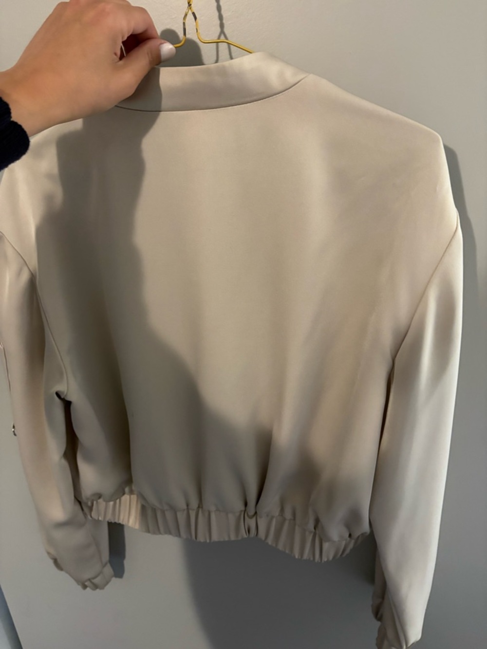 Zara Satin Light Cream Bomber Jacket - Picture 3 of 4
